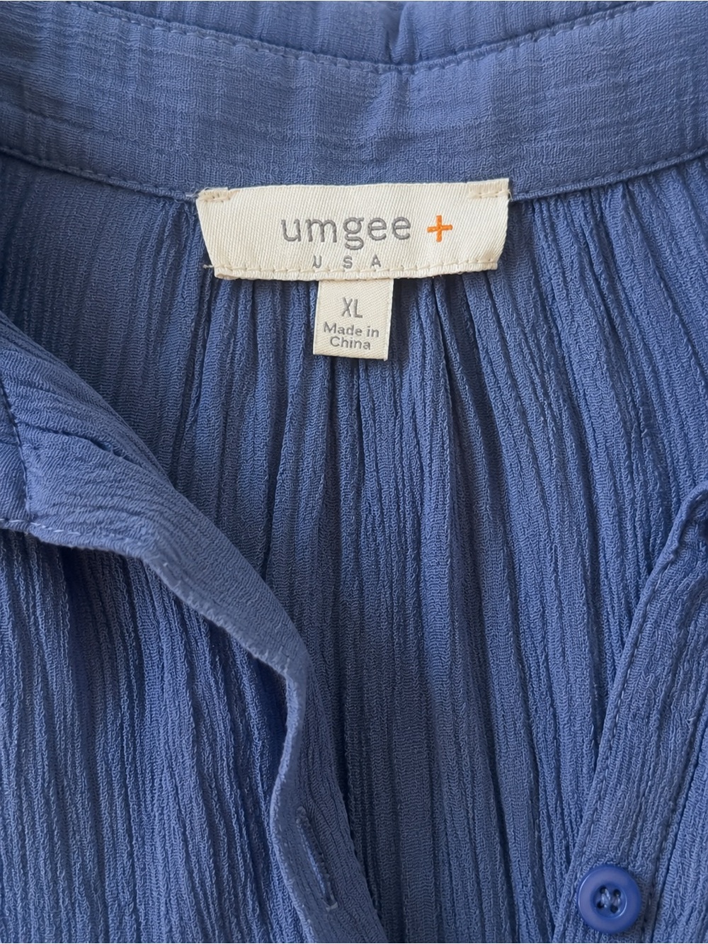 UMGEE Blue Sheer Gauze Button Front Tunic Dress Size XL - Picture 5 of 5
